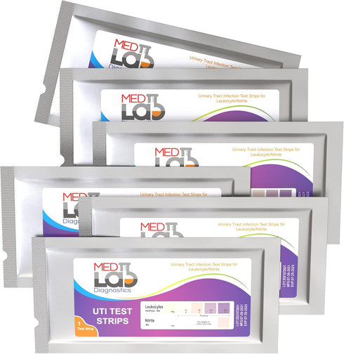 Strips(Pack 6) UTI Test of Individually Wrapped Urinary Tract Infection Urine UTI Test Kit for Women, Men, Kids Cats