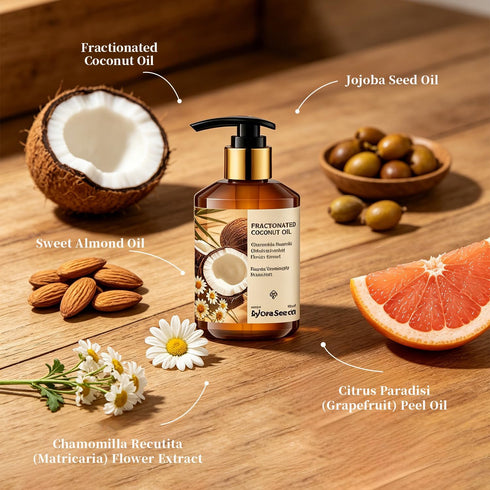 Sylvaseren 250 ml 8.45 oz Organic Fractionated Coconut Oil Body Massage Oil with Sweet Almond & Chamomile Lightweight