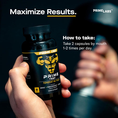 Prime Labs Tongkat Ali for Men with Organic Black Maca Root, Enhanced Performance, 60 Capsules