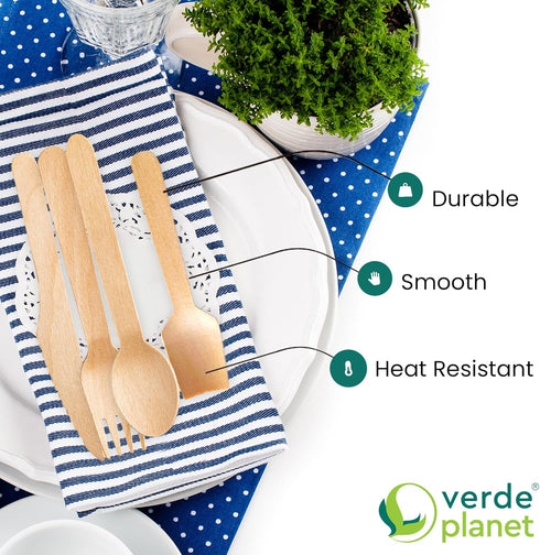 Verde Planet Birch Wooden Mini Spoons, Disposable Compostable Sample Spoons, Eco Friendly Small Tasting Spoons, 100