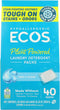 Ecos, Free And Clear Laundry Detergent Packs, 40 Count