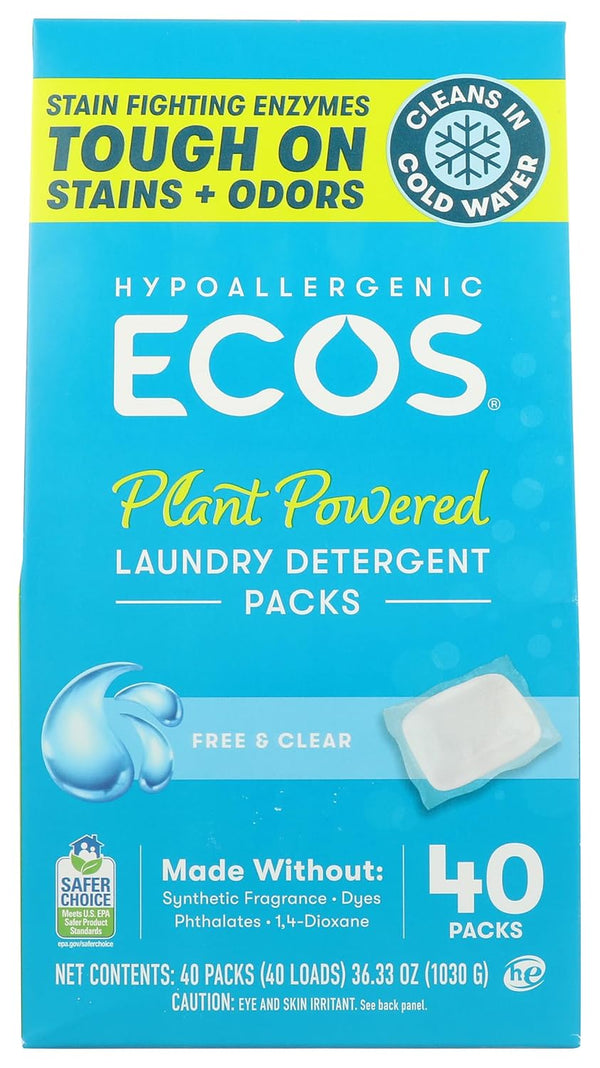 Ecos Free & Clear Laundry Detergent Packs, 36.33 OZ