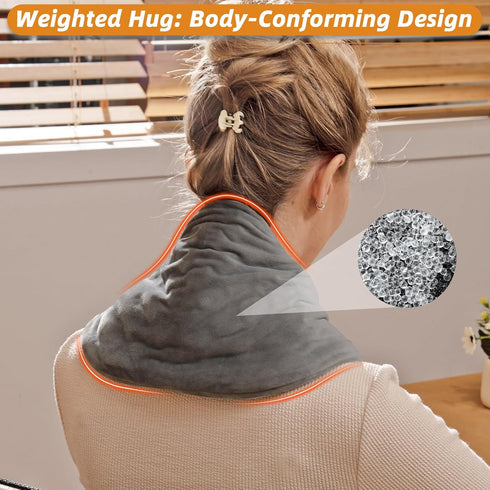 Settings,Gift Remo Neck Heating Pad, Portable Cordless Heating Pad for Neck Pain Electric, Compact Soft with Four Heat