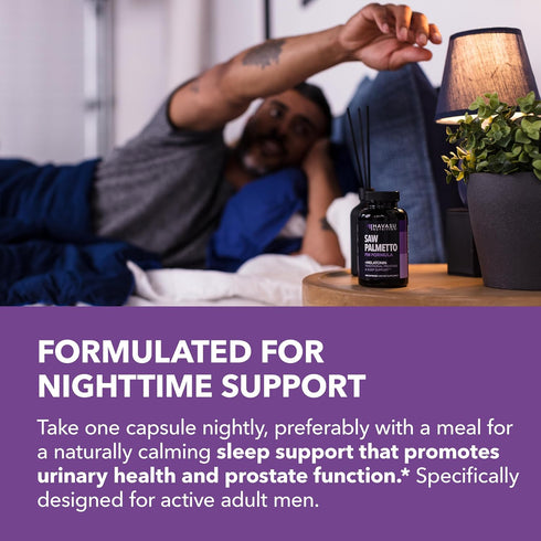 Night Time Saw Palmetto for Men - Supplement with Melatonin and Chamomile Extract for Sleep & Prostate Support