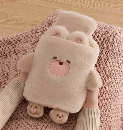 Winatehr (1 Rubber hot Water Bottle Cute Plush Bear with Soft Cover, Warm Compress Menstrual crampbest Period Pain