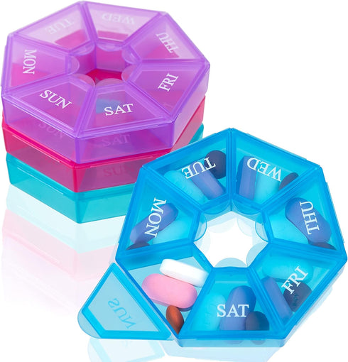 ZALIK 4 pk Pill Box, Pill Organizer, Pill Case, Pill Container, Weekly Pill