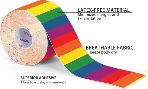 Tmax Waterproof Kinesiology Tape - Athletic Sports Tape for Injury, Muscle Support, Pain Relief (5m x 5cm)