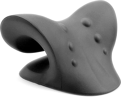 RESTCLOUD Neck and Shoulder Relaxer, Cervical Traction Device for TMJ Pain Relief, Chiropractic Pillow, Black