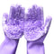 Silicone Dishwashing Gloves, Reusable Rubber Gloves for Cleaning, Kitchen Scrubber, 1 Pair, Purple
