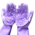 Silicone Dishwashing Gloves, Reusable Rubber Gloves for Cleaning, Kitchen Scrubber, 1 Pair, Purple