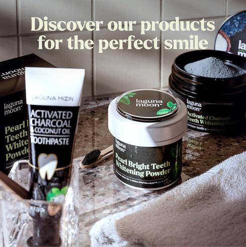 Lagunamoon Teeth Whitening Powder, 50g Bright Pearl Spearmint Flavor - Natural Stain Remover