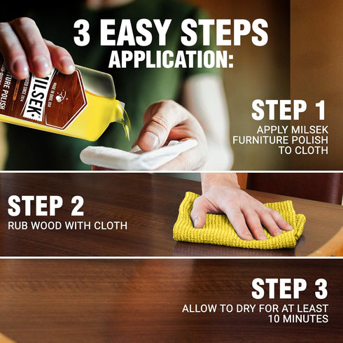 Milsek Furniture Polish Variety Pack: 4-Pk, 12 fl oz, Lemon Oil, Orange Oil, Stainless Steel & Leather Cleaner