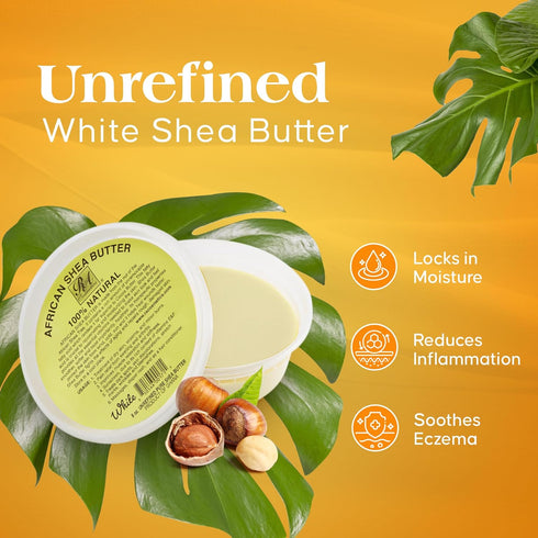 REAL African Shea Butter Pure Raw Unrefined "IVORY" from Ghana, 8oz Container