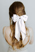 White Hair Bow for Women - 2pcs Large Satin Hair Bows for Hair Clips with Long Tail