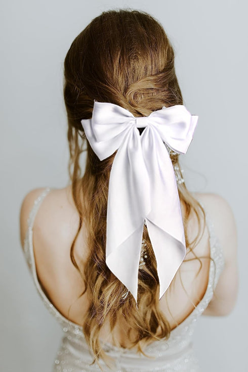SUSULU 6pcs Large Hair Bows, Vintage Hair Barrette Clips for Women and Girls (Black/White/Pink)