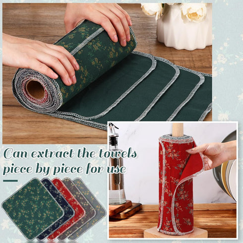 25 Pcs Reusable Paper Towels, Cotton Kitchen Dishcloths, Absorbent Washable Paper Towels (Atayal Flower)