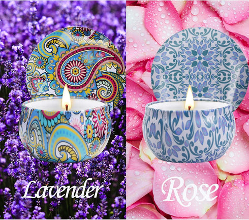 2 Pack Scented Candles, 2.5 oz Aromatherapy Candles - Natural Soy Candles with Floral Scents for Travel, Spa, Home Decor
