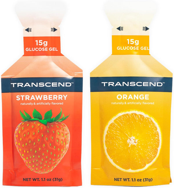 Transcend Foods Strawberry + Orange Gels - Fast-Acting Carb Gel - Caffeine Free, Gluten Free