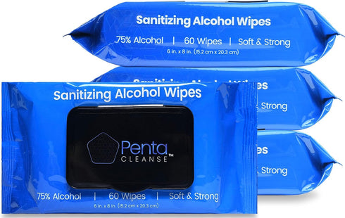 PentaCleanse Advanced 75% Alcohol Hand Wipes - Sanitizing, Cleaning, FDA Registered, Pharmacist Developed,