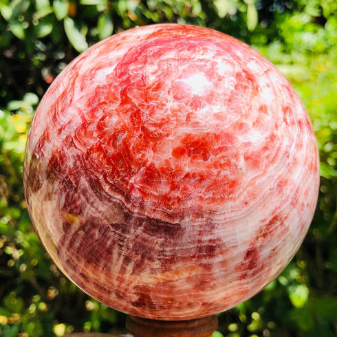 VNPOTTIQ 1pc 300-350g Red Stripe Pork Stone Quartz Crystal Sphere Ball
