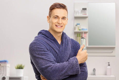 Portable Dental Water Flosser, Cordless Teeth Cleaner with 3 Cleaning Modes, Rechargeable FineLife Products - Silver