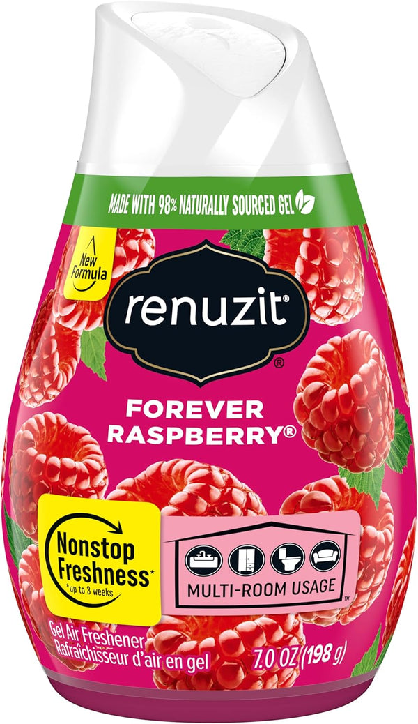 Renuzit Adjustable Solid Gel Air Freshener Cone, Forever Raspberry, 7 Ounces, Nonstop Freshness