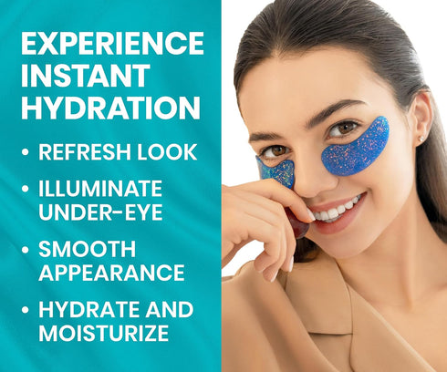 Under Eye Patches for Dark Circles and Puffy Eyes, 30 Pairs Marine Collagen Eye Gel Pads with Vitamin C and Hyaluronic