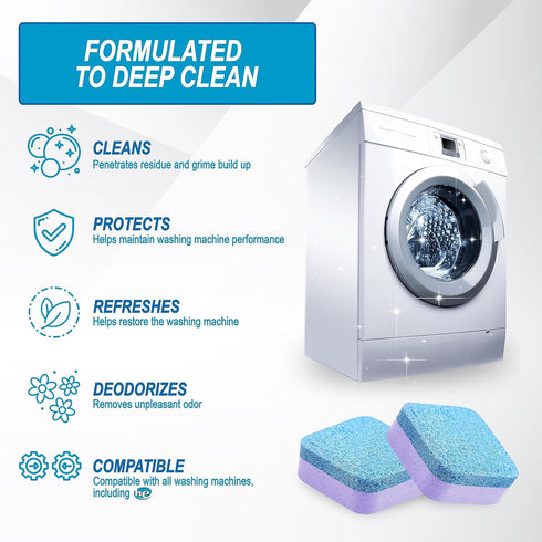 Air Jungles Washing Machine Cleaner Tablets, 24 Count, Lavender Scent, Deep Cleaning for Front and Top Load Washers