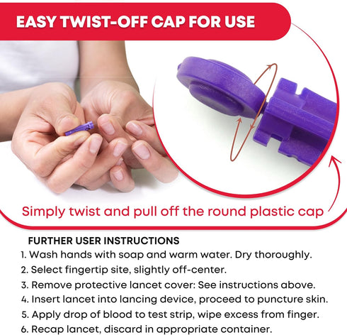Ever Ready First Aid Sterile Twist-Cap Lancets 30G Purple - 150 Count