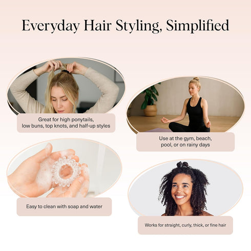 Kitsch Spiral Hair Ties for Women, 8 pcs, No Crease Hair Tie, Coil Hair Ties for Thick and Thin Hair, No Damage