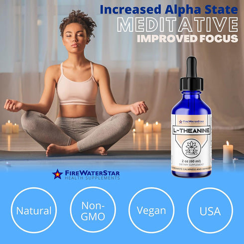 FWS L Theanine Liquid Drops - 200mg 99% Pure Bioactive L-Theanine, Organic, Vegan, Promotes Calmness and Relaxation