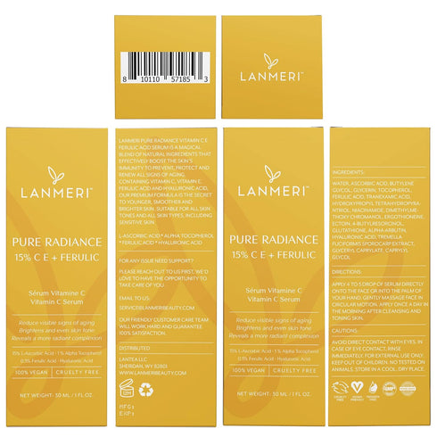 Vitamin C Face Serum - CE Ferulic Facial Serum with 15% Pure L-Ascorbic Acid, Anti Aging Skin Brightening Serum 30ml