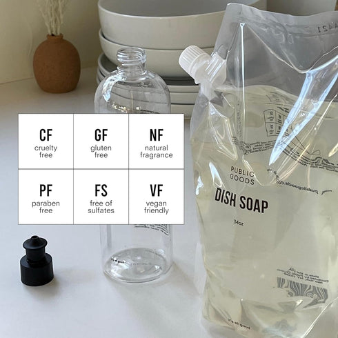 Public Goods Natural Dish Soap, 34 Fl Oz Mandarin Basil, Non-Toxic Plant-Based Vegan Friendly Liquid