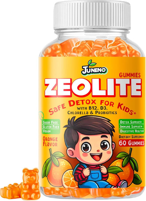 Juneno Zeolite Kids Detox Gummies - Total Body Cleanse Micronized Chewables Supplement with