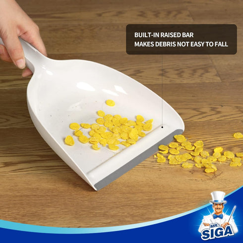 MR.SIGA Portable Dustpan and Brush Set, Cleaning Brush and Dustpan Combo with Bamboo Handle