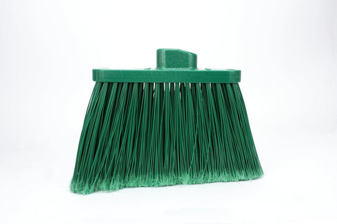 SPARTA Plastic Broom Head, Angled, Flagged for Small Debris, 12 Inches, Green for Indoor/Outdoor Use