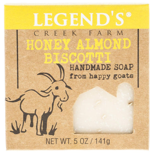 Legend's Creek Farm Goat Milk Soap - 5 Oz Cleansing Bar for Hands and Body, Honey Almond Biscotti