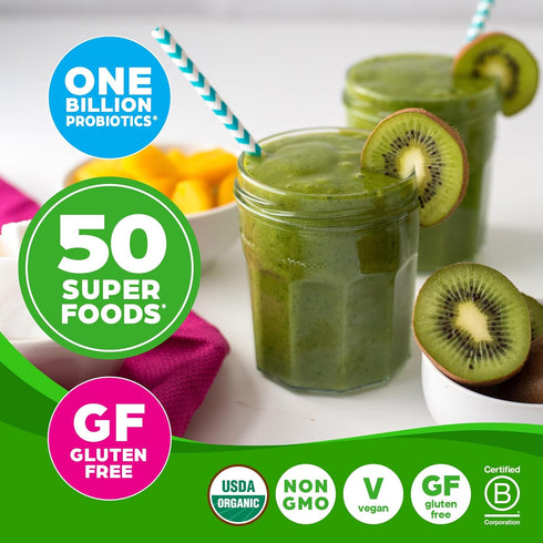 Orgain Organic Greens Powder + 50 Superfoods - 0.62lb - 1 Billion Probiotics for Digestive Health