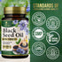 Black Seed Oil Softgels 1000mg, Premium Nigella Sativa Blackseed for Skin & Immune Support, Non-GMO, 180 Softgels