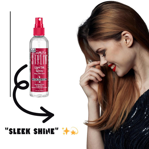 Simply Stylin' Light Silk Hair Spray - 4 fl oz Anti-Frizz Silicone Heat Protectant and Hair Detangler for Women and