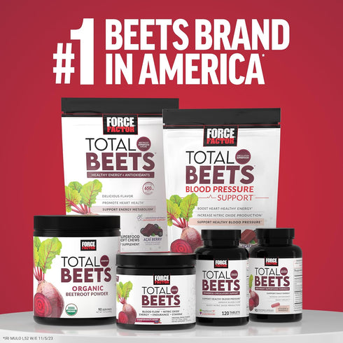 FORCE FACTOR Total Beets Ultimate Heart Health Blood Pressure Support Chews with CoQ10, Beet Root Powder, Grape Seed
