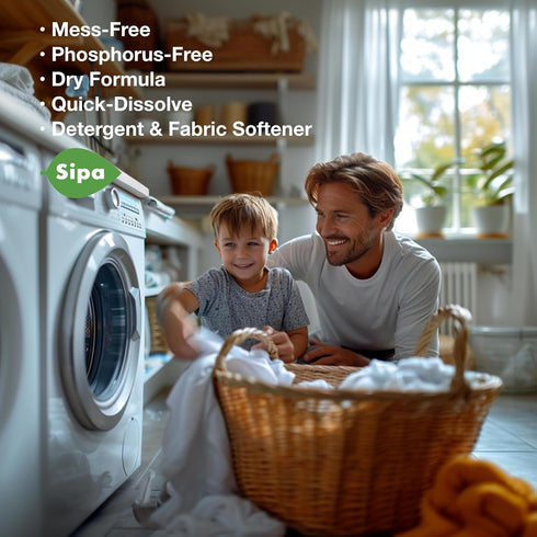 SIPA Laundry Detergent Sheets Bag - 30 Sheets, Up to 60 Loads, Eco-Friendly, Phosphorus-Free, High Efficiency, Lily of
