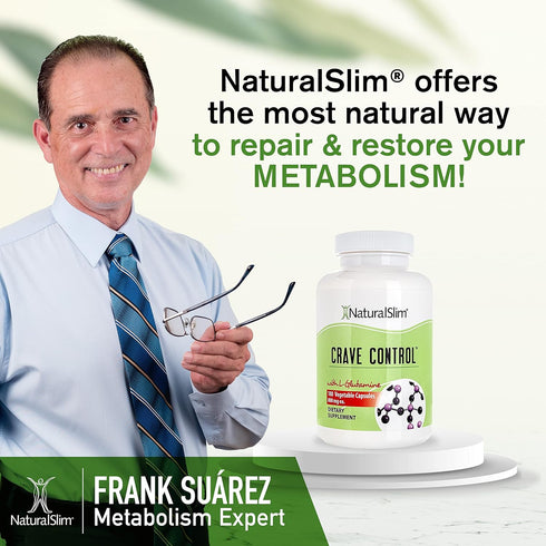 NaturalSlim Crave Control Appetite Suppressant - Food & Sugar Craving Suppressant with L glutamine, 180 Capsules