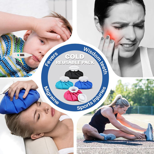 4 Packs Reusable Ice Pack for Cold and Hot Use - Hot Water Bag for Kids & Adults, 5.5 Inches (Classic Pure Style)