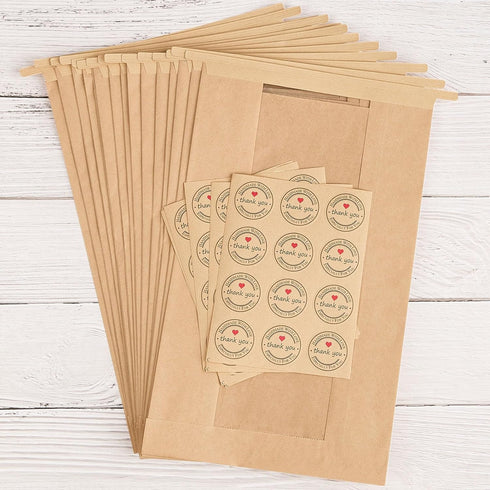 Ocmoiy 100Pcs 13.7x8.2x3.5 Inch Tin Tie Tab Lock Large Paper Bread Bags for Homemade Sourdough Bread Bags Resealable