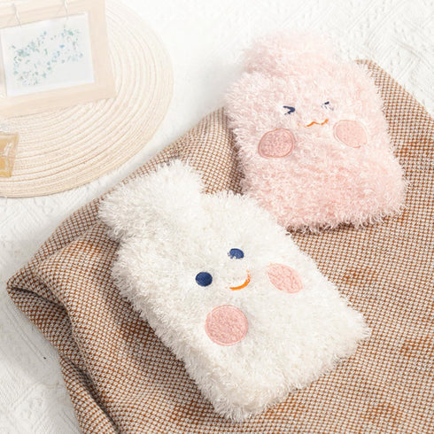 VERVEIO 1L Plush Hot Water Bottle with Soft Cover, Reusable Hot Water Bag for Pain Relief, Cramps & Warm Comfort