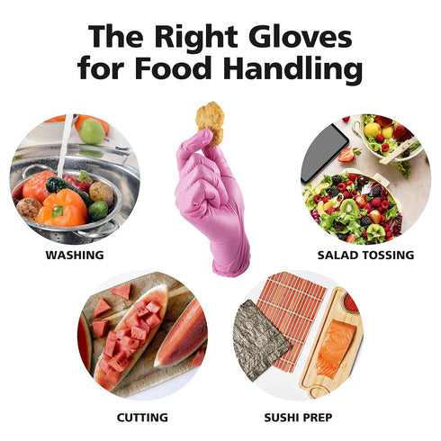 Disposable Gloves for Women, Pink Vinyl Gloves, Latex Free for Cooking, Food Prep, Cleaning, 50 Pack