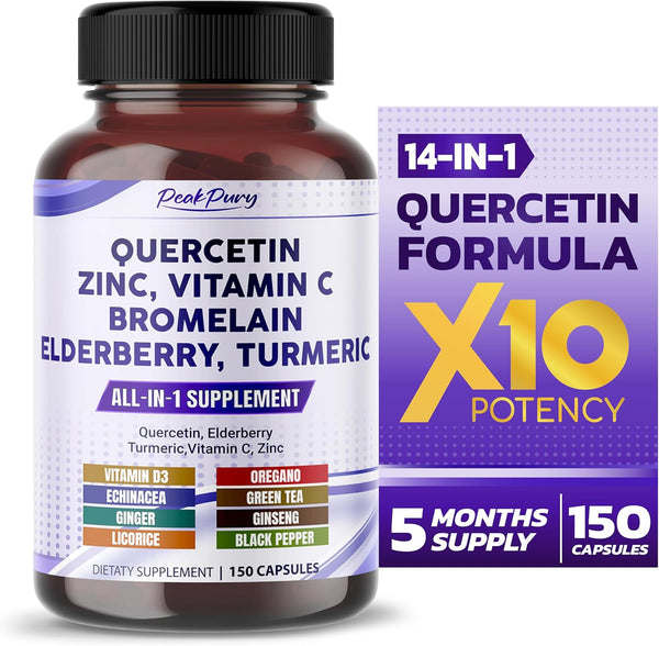 Quercetin 8000mg, Elderberry 6000mg, Turmeric 5000mg, Vitamin C 100mg, Zinc 50mg - Immunity Support, Made in USA