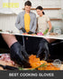 PACIFIC PPE 4 mil Black Nitrile Disposable Gloves - Food-Safe, Latex-Free Cleaning and Cooking Gloves (Large)