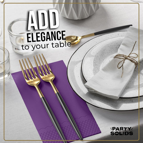 Party Solids 8" 4" 40 2 Purple Dinner Napkins Disposable x Folded - Pcs Ply Purple Napkins Disposable Paper Guest